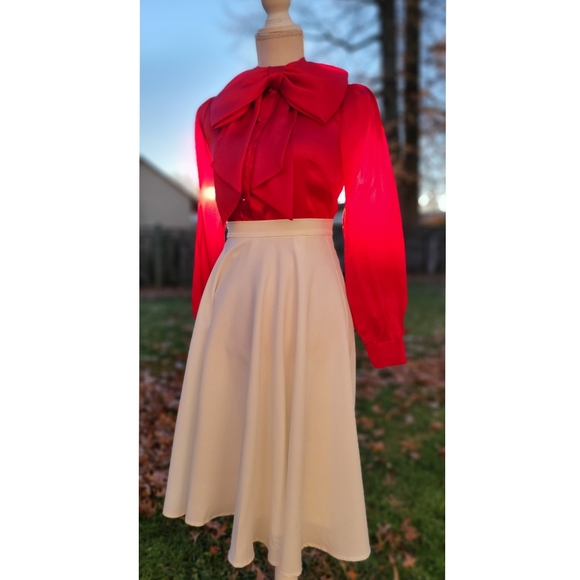 Kate Spade Opera Red Large Bow Abrielle Blouse - Picture 3 of 7